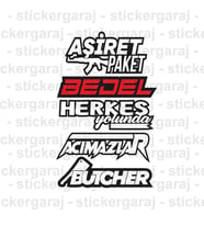 Ukala yazı Sticker etiket seti - Araba oto cam duvar buzdolabı kask atv laptop tablet uyumlu