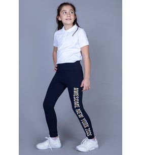 Toontoy Kız Çocuk New York Baskılı Tayt (Lacivert)