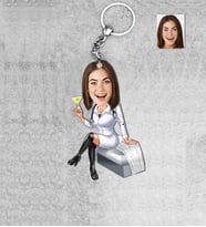 Kişiye Özel Cerrah Doktor Kadın Ahşap Anahtarlık-1