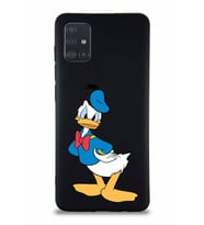 Samsung Galaxy M31S Soft Premier Kapak Donald Duck-D Tasarımlı Silikon Kılıf - Siyah (Şeffaf)