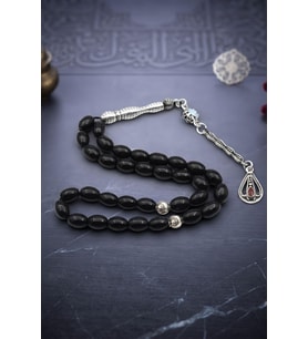 Doğal Oniks Taşlı Arpa Kesim 33'lük Tesbih Metal Püsküllü 8*6 mm 902814