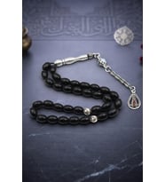 Doğal Oniks Taşlı Arpa Kesim 33'lük Tesbih Metal Püsküllü 8*6 mm 902814