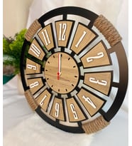 Kişiye Özel Halatlı Dekoratif Ahşap Duvar Saati 50 cm ( Siyah)