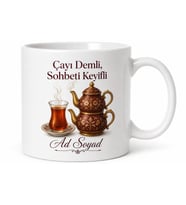 Yalnızca Çay İçen Demli Tiryakiye İnce Belli Çay Tabağı Çaydanlık Kupa Bardak Hediye