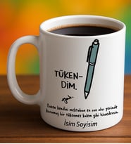 Komik - Esprili Kupa Bardak TÜKENDİM Yazılı Komik Kupa Bardak