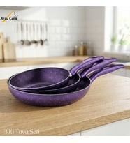ARZU ÇELİK 3lü Granit Tek Saplı Tava Seti - Violet