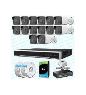Provzen Hikvision 14 IP Kameralı 4MP 1440P Mikrofonlu Güvenlik Kamerası