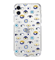 PrintiFy iPhone 11 ile Uyumlu Nazar Boncuğu 2 Baskılı Kamera Korumalı Şeffaf Silikon Kılıf