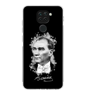 Xiaomi Redmi Note 9  Kamera Korumalı Kapak Atatürk Tasarımlı Şeffaf  Kılıf
