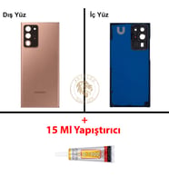 Samsung Note 20 Ultra Mistik Bronz Arka Pil Kapağı Batarya Kapağı Lazer Kesim + B-7000 Yapıştırıcı