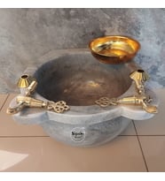 Gri Mermer Hamam Konsept Set Altın