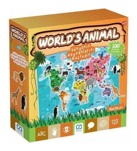 Dünyanın Hayvanlarını Keşfet 100 Parça Puzzle - Mavi Su Dünyası (Çok Renkli)