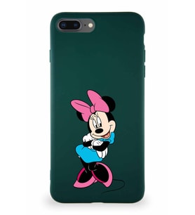 Apple iPhone 8 Plus Soft Premier Kapak Minnie Mouse-D Tasarımlı Silikon Kılıf - Yeşil (Şeffaf)