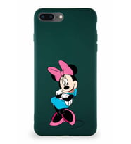 Apple iPhone 8 Plus Soft Premier Kapak Minnie Mouse-D Tasarımlı Silikon Kılıf - Yeşil (Şeffaf)