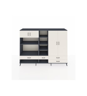 Hyperion Dolap 12 Raflı 4 Çekmeceli 4 Kapaklı 220x44x163 Antrasit-Aytaşı