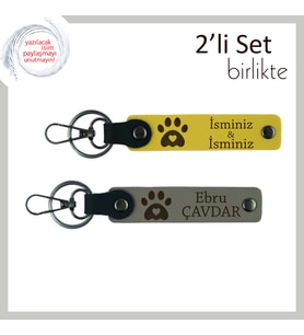 Yeni Evcil Hayvan Sahipleri İçin Hazırlanmış Sevimli Hediye, Kalpli Pati Temalı Set, Sarı-Kül Gri