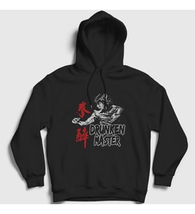 Presmono Unisex Siyah Drunken Master Jackie Chan Kapüşonlu Sweatshirt 331911tt