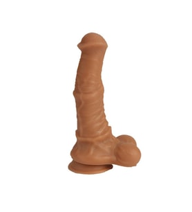 LilituShop 33 cm Et Dokulu Gerçekçi Çift Katmanlı Sünnetsiz Silikon Melez Penis - Horse Power 2