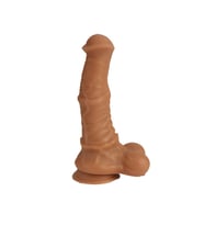 LilituShop 33 cm Et Dokulu Gerçekçi Çift Katmanlı Sünnetsiz Silikon Melez Penis - Horse Power 2