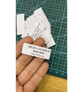Söz, Kına, Nişan, Düğün Süsleme Kartı 2x5 cm Kraft Renk - 50 Adet - Arletikettasarım