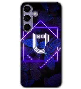Galaxy S24 Plus Kılıf HD Desen Baskılı Kılıf - Dark Neon Yaprak Ü Harfi