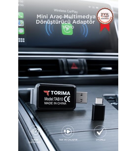 Torima Mini Araç Multimedya Dönüştürücü Adaptör Usb Type-C Uyumlu 2IN1 Kablosuz Carplay TAB10