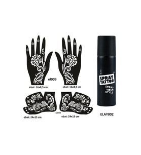 Gül Model El Ayak Geçici Dövme Seti Spray Tattoo Dark Siyah Renk