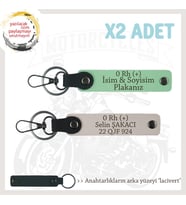 Sürücülere Özel, İsim Plaka ve 0 Rh (+) Kan Grubu Hediyelik x2' li Anahtarlık Set, Yeşil-Pudra-Laci (Çok Renkli)
