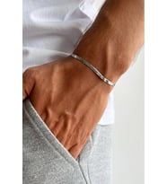 Kararmaz Yassı Italyan Zinciri Gümüş Çelik Bileklik Unisex (Çok Renkli)