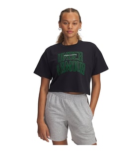 Under Armour UA W VARSITY MIX HW SS CROP Siyah Kadın T-Shirt 1389156-002