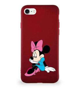 Apple iPhone SE 2022 Soft Premier Kapak Minnie Mouse-E Tasarımlı Silikon Kılıf - Mürdüm (Şeffaf)