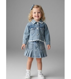 Kız Bebek Taşlı Denim Ceket