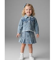 Kız Bebek Taşlı Denim Ceket (Mavi)