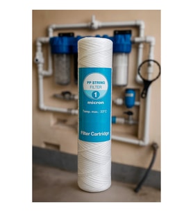 WaterGold Su Arıtma Cihazı İplik Tortu Filtre Kartuşu 10" inç 1 Mikron (Siyah - Beyaz)