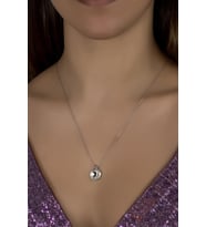 Union Crystal Kadın 10 mm Çerçeveli Gümüş Kolye