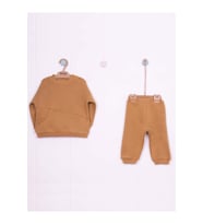 Asimetrik Cep Detaylı 3 iplik İkili Bebe  takımı (Hardal)