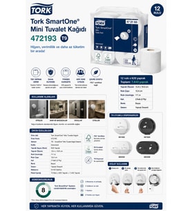 Tork 472193 Mini Tuvalet Kağıdı 12 Rulo x 620 Yaprak