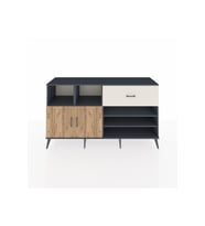 Kronos Konsol 6 Raflı Tek Çekmeceli 2 Kapaklı 176x59x99 Antrasit-Çam/Aytaşı