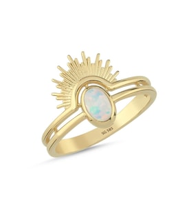 14 Ayar Opal Taşlı Güneş Model Altın Yüzük 2,75 Gr