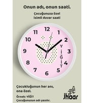 İsme Özel Ö Harfli Pembe Çocuk Odası Duvar Saati Orta Boy 30 cm Beyaz Camlı Sessiz
