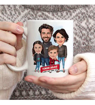 Kişiye Özel 2 Çocuklu Ailemiz Karikatürlü Kupa Bardak