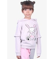 Breeze Kız Çocuk Sweatshirt Tavşan Baskılı 1.5-5 Yaş, Bej Melanj