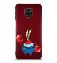 Xiaomi Redmi Note 9S Soft Premier Kapak Bay Yengeç Tasarımlı Silikon Kılıf - Mürdüm (Şeffaf)