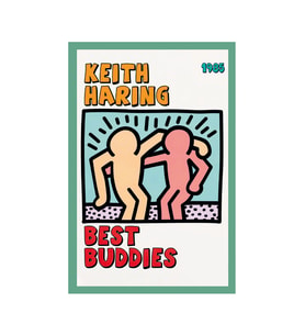 Keith Haring – Best Buddies (En İyi Dostlar) Pop Art Hediye Kartı & Kartpostal  10x15 cm (Sarı-Yeşil-Kahverengi-Beyaz)