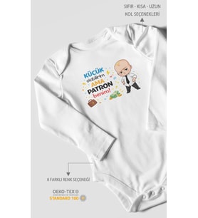 Küçük olabilirim ama patron benim Uzun Kollu Bebek Body
