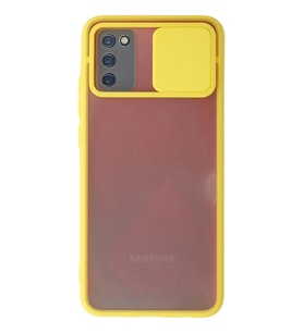 Durukar® Samsung Galaxy A02S Kılıf Palm Buzlu Kamera Sürgülü Silikon - Sarı