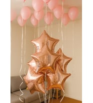 Rose Gold Yıldız Folyo Balon Buketi
