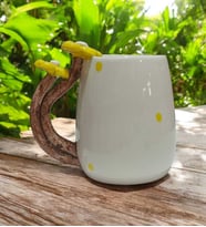 El Yapımı Papatya Özel Tasarım Seramik Kahve Kupa Mug Bardak 400 ml