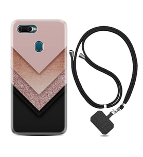 Oppo A5S A15 A16 A54 A55 A73 A74 Kılıf Boyun Askılı Silikon Great Marble 1405