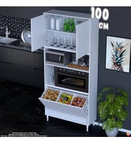 Eliusta Asel 100 cm Fırın Uyumlu 3 Göz Sepetli Çok Amaçlı Banyo Kirli Çamaşır Oyuncak Dolabı 100x213x32 cm